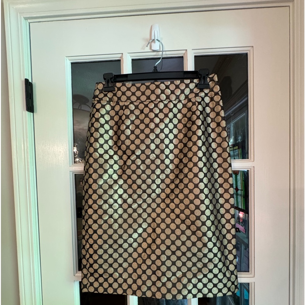J Crew size -2- gold polka dot skirt ( measurements in photos)